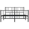 vidaXL Metal Bed Frame without Mattress with Footboard Black 135x190cm