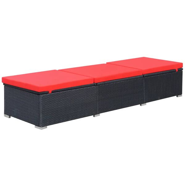 vidaXL Sun Lounger with Cushion Poly Rattan Black