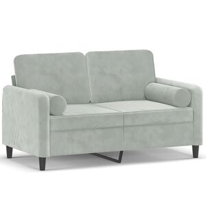 vidaXL 2-Seater Sofa with Throw Pillows Light Grey 120 cm Velvet