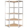 vidaXL 5-Layer Heavy-duty Corner Shelf Silver Steel&Engineered Wood