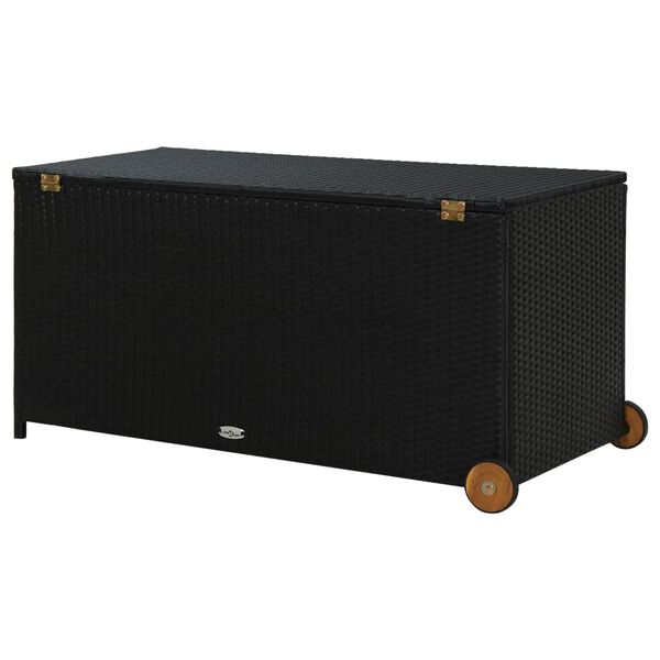 vidaXL Garden Storage Box Black 120x65x61 cm Poly Rattan