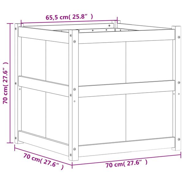 vidaXL Garden Planter 70x70x70 cm Solid Wood Pine