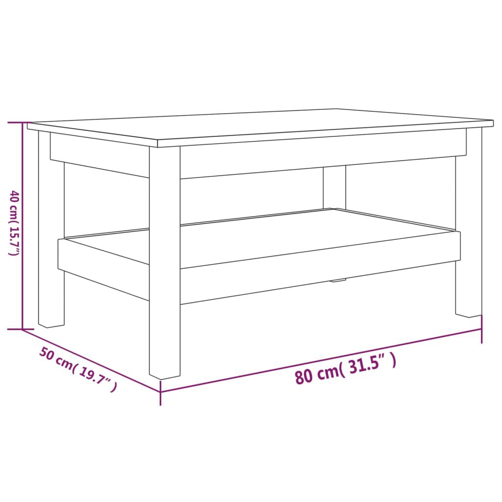 vidaXL Coffee Table White 80x50x40 cm Solid Wood Pine