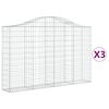vidaXL Arched Gabion Baskets 3 pcs 200x30x120/140 cm Galvanised Iron