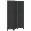 vidaXL Room Divider 3 Panels Black Solid Wood Paulownia