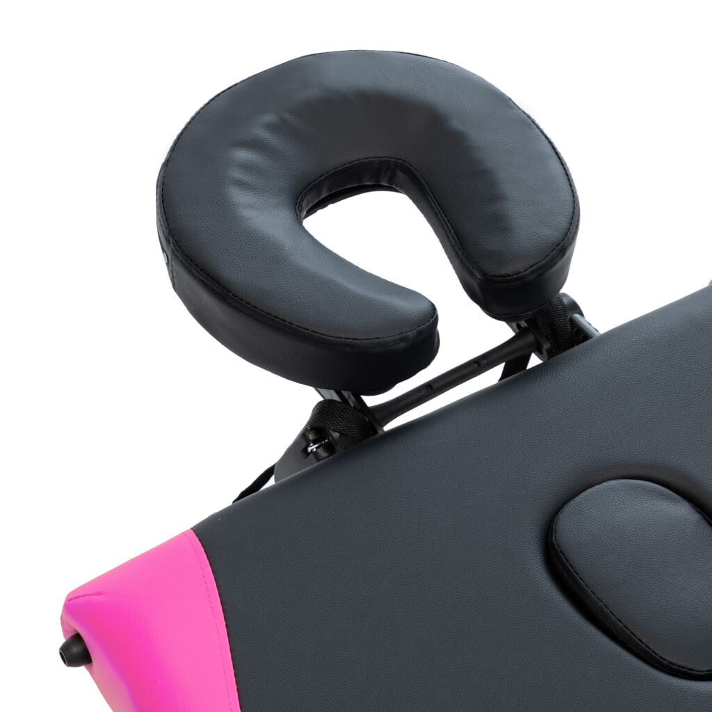 vidaXL 4-Zone Foldable Massage Table Aluminium Black and Pink