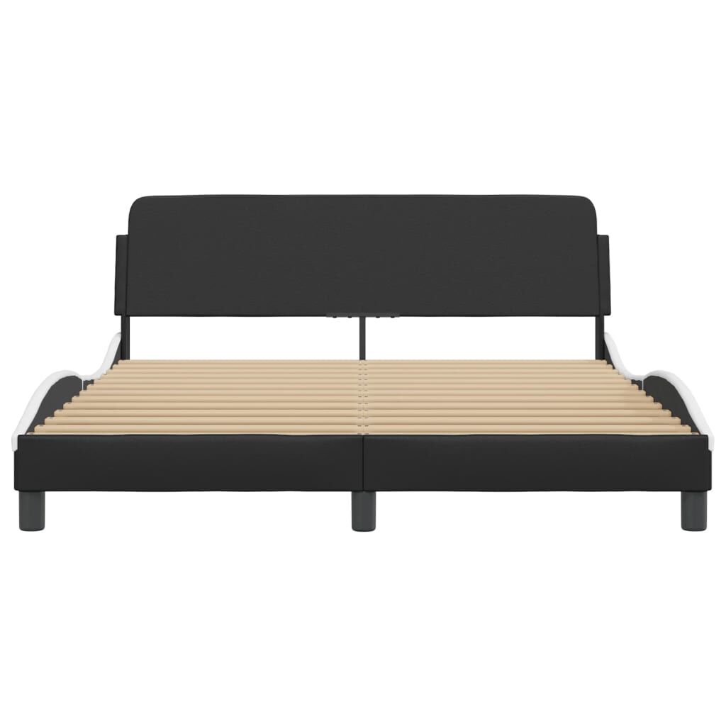vidaXL Bed Frame without Mattress Black and White 152x203 cm Queen Faux Leather