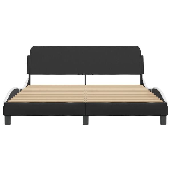 vidaXL Bed Frame "Dover" Black and White 152x203 cm Queen Faux Leather
