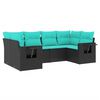 vidaXL 6 Piece Garden Sofa Set with Cushions Black Poly Rattan