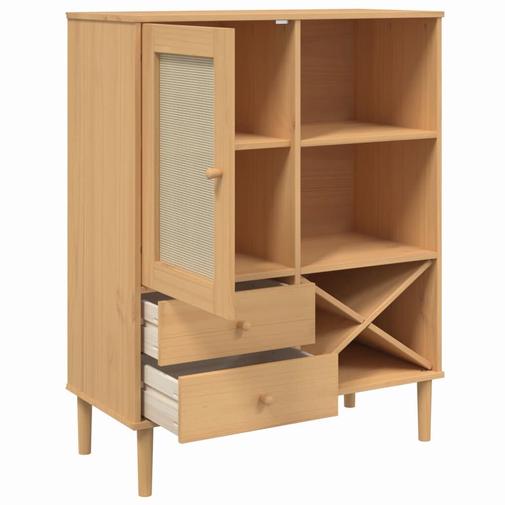 vidaXL Highboard SENJA Rattan Look Brown 90x40x112cm Solid Wood Pine