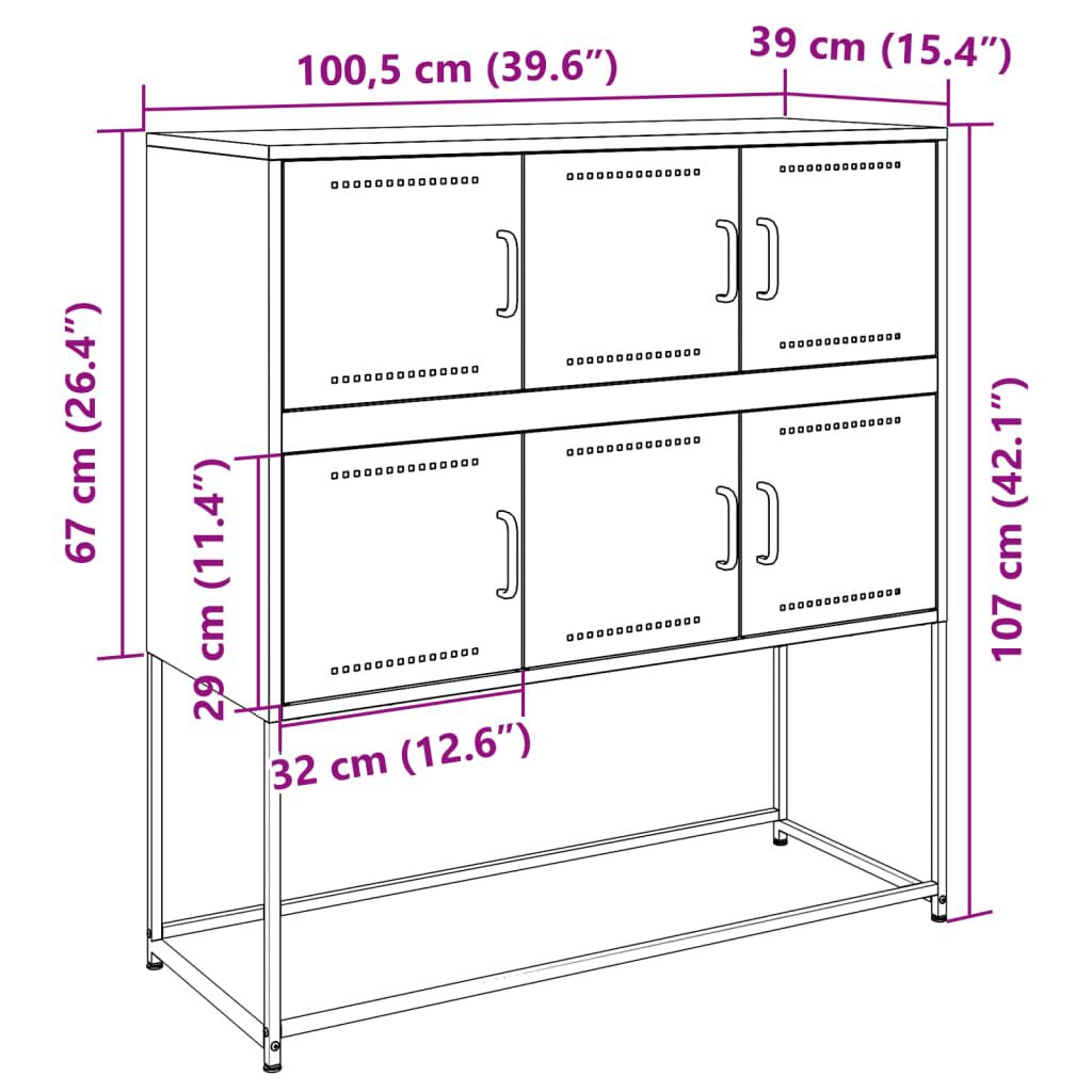 vidaXL Sideboard Black 100.5x39x107 cm Steel