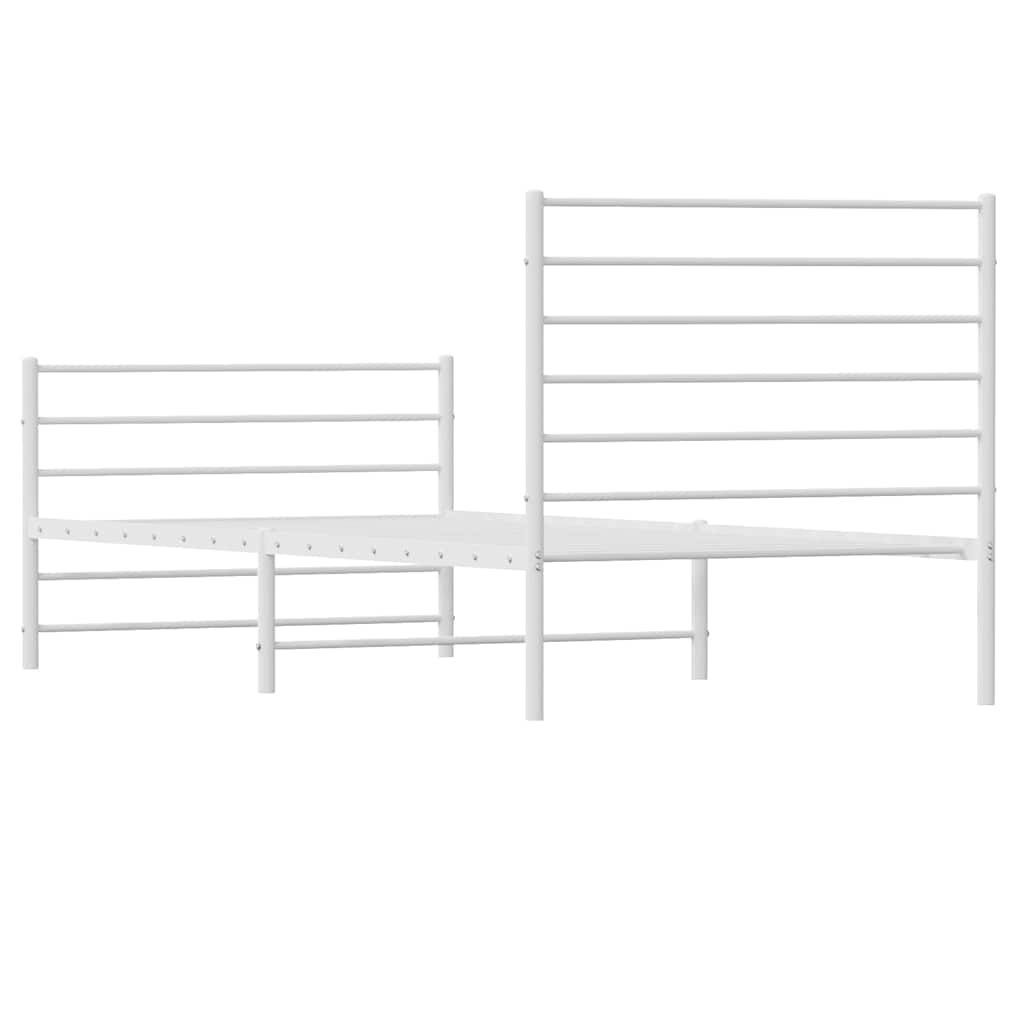 vidaXL Metal Bed Frame without Mattress with Footboard White 100x200cm