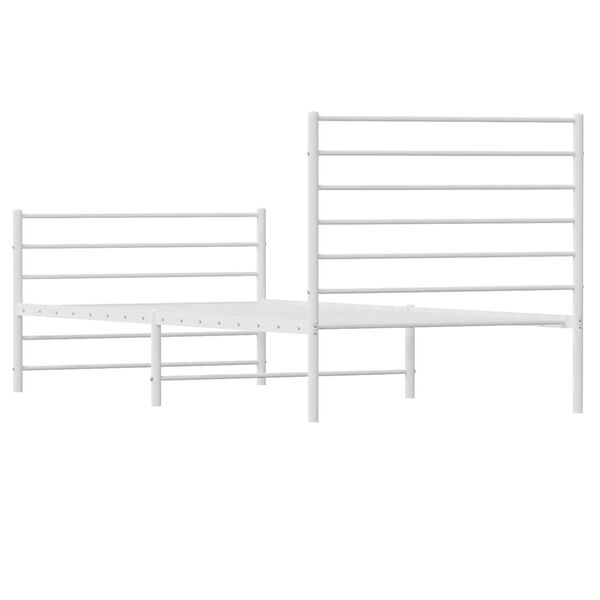 vidaXL Metal Bed Frame without Mattress with Footboard White 100x200cm