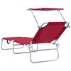 vidaXL Folding Sun Lounger with Canopy Steel and Fabric Red