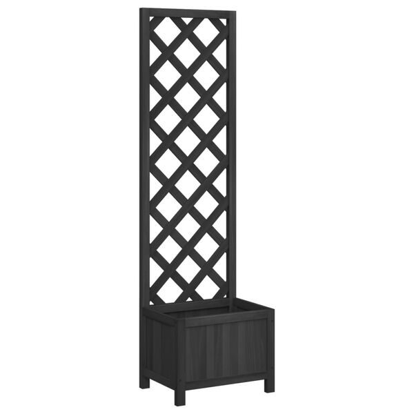 vidaXL Planter with Trellis Black Solid Wood Fir