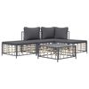 vidaXL 5 Piece Garden Lounge Set with Cushions Anthracite Poly Rattan