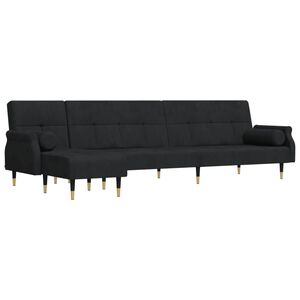vidaXL L-shaped Sofa Bed Black 271x140x70 cm Velvet