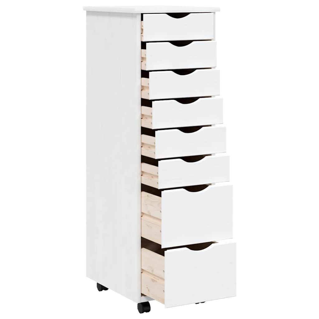 vidaXL Rolling Cabinet with Drawers MOSS White Solid Wood Pine