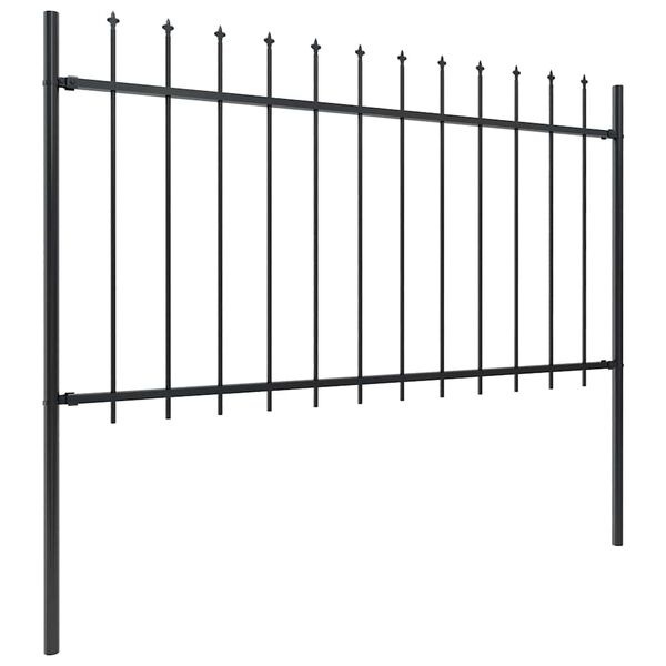 vidaXL Garden Fence with Spear Top Steel 714.5x100 cm Black