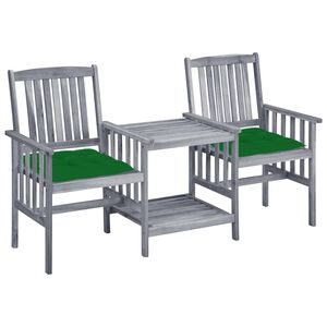 vidaXL Garden Chairs with Tea Table and Cushions Solid Acacia Wood