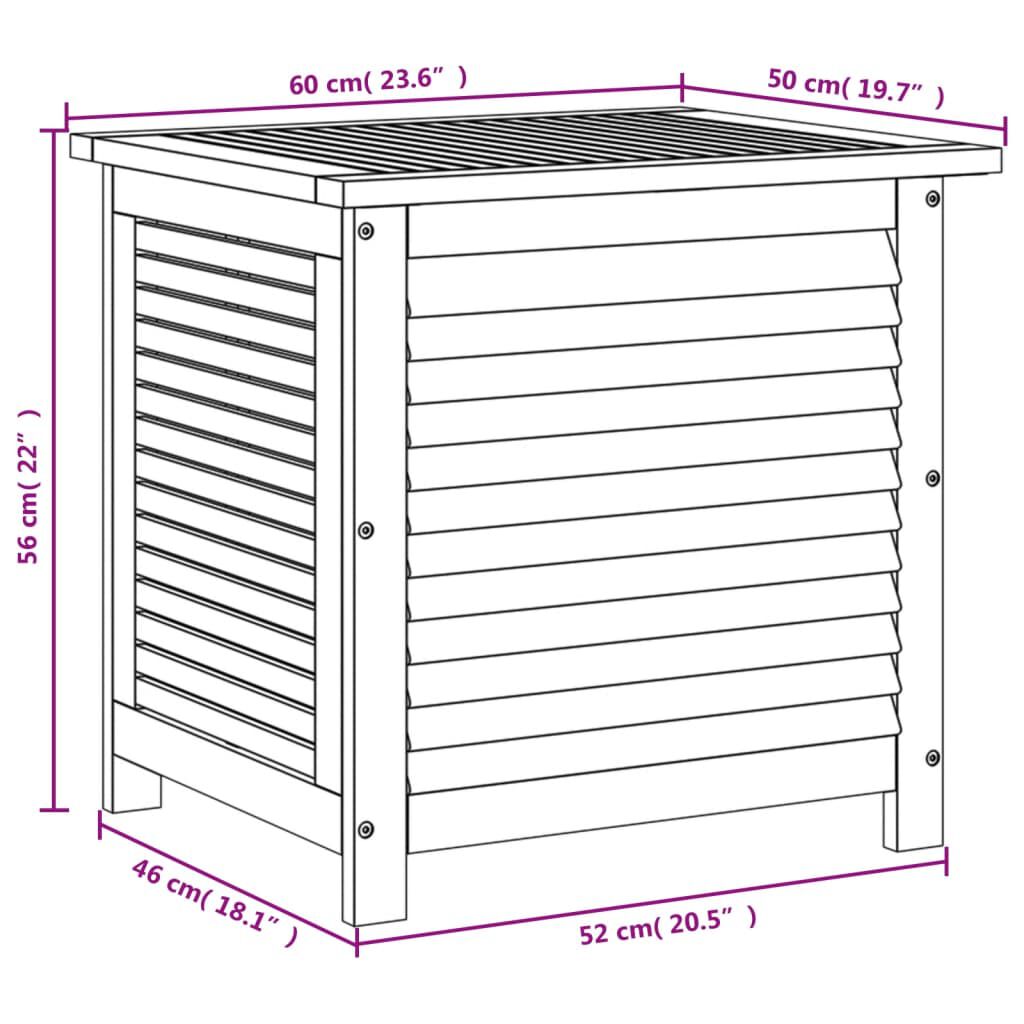 vidaXL Garden Storage Box with Louver 60x50x56 cm Solid Wood Acacia