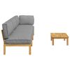 vidaXL Sofa Set with Cushion Plain Manual 4 pcs Grey Solid Acacia Wood