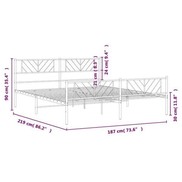 vidaXL Metal Bed Frame without Mattress with Footboard Black 183x213cm