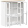 vidaXL Cabinet with Glass Doors BODO White and Brown Solid Wood Pine