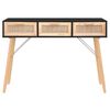 vidaXL Console Table Black 105x30x75 cm Solid Wood Pine&Natural Rattan