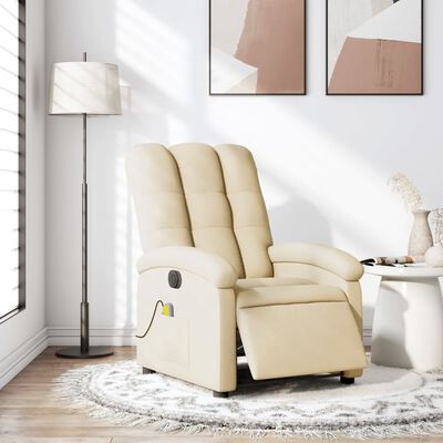 vidaXL Electric Massage Recliner Chair Cream Fabric