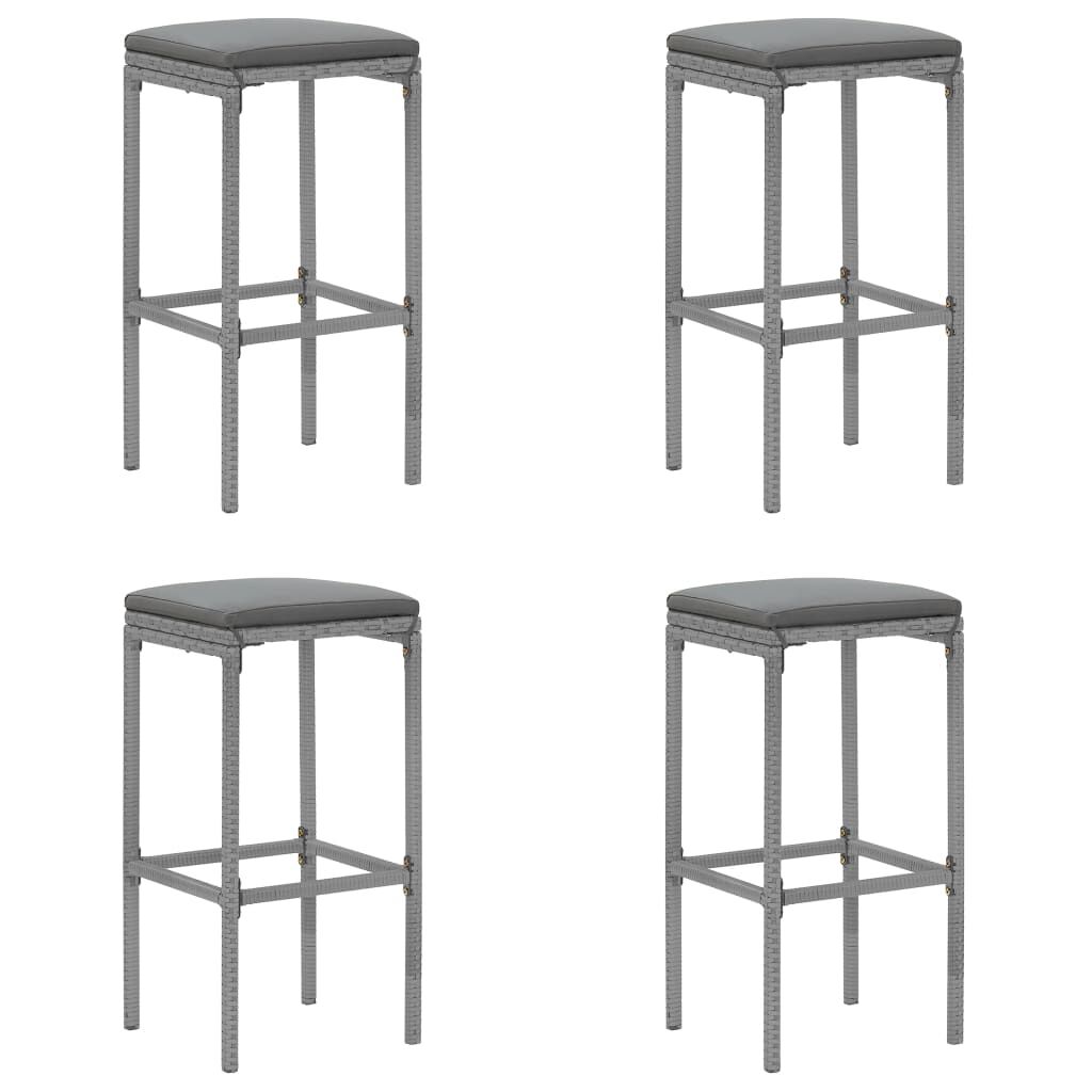 vidaXL 5 Piece Garden Bar Set with Cushions Grey Poly Rattan