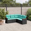 vidaXL 5 Piece Garden Sofa Set with Cushions Black Poly Rattan