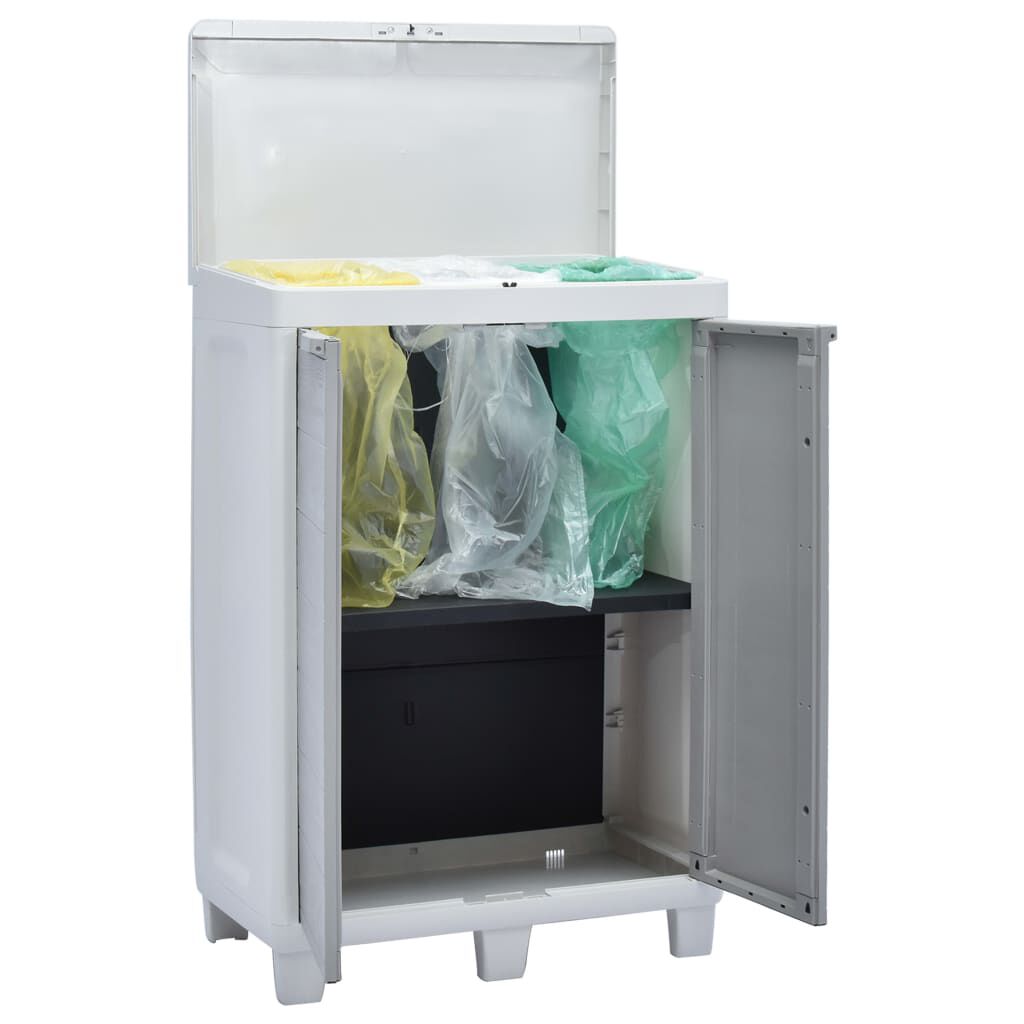 vidaXL Garden Dustbin with 3 Bags Light Grey 65x38x102 cm