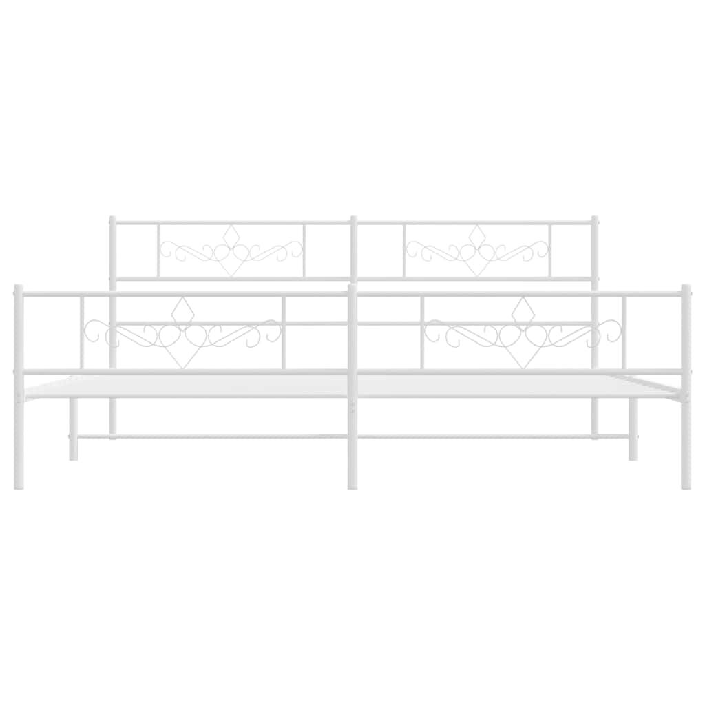 vidaXL Metal Bed Frame without Mattress with Footboard White 183x213cm