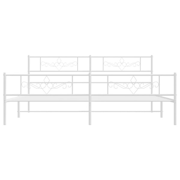 vidaXL Metal Bed Frame without Mattress with Footboard White 183x213cm