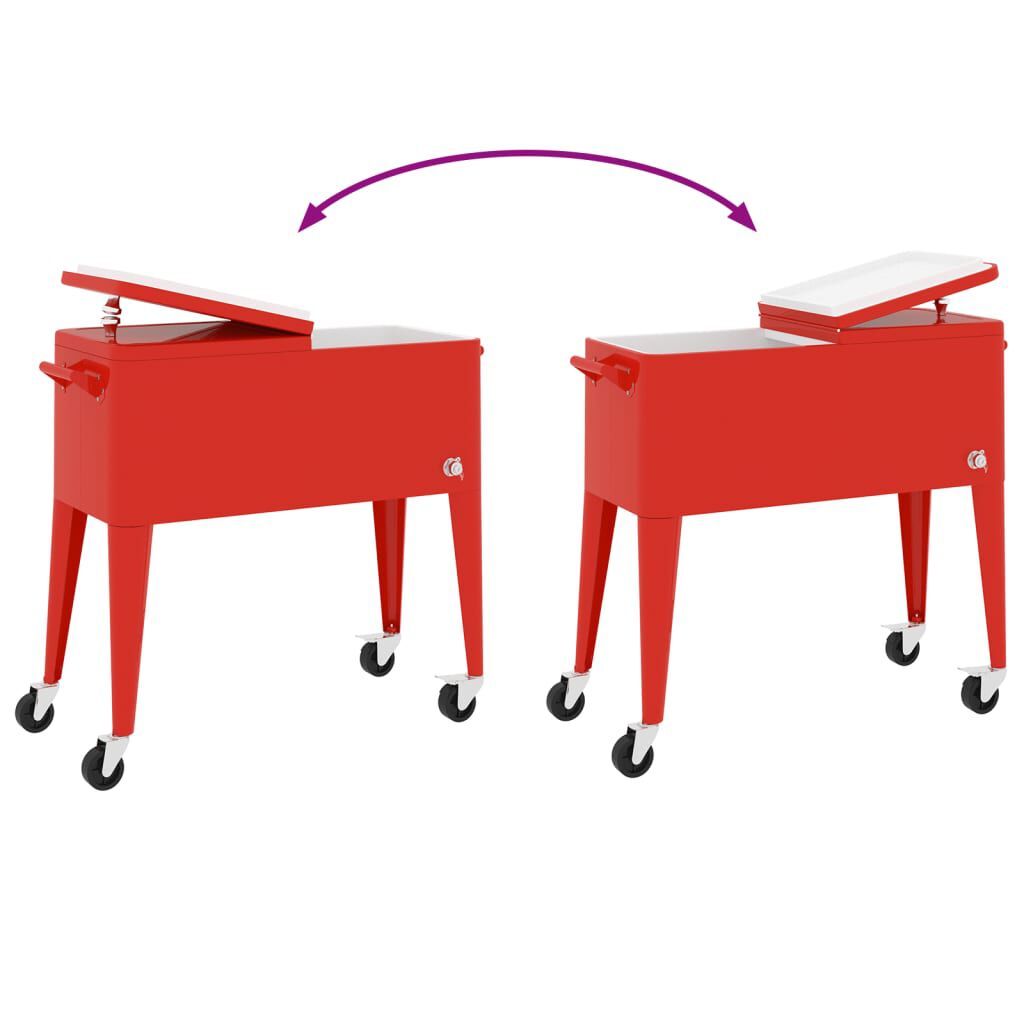vidaXL Cooler Cart with Wheels Red 92x43x89 cm