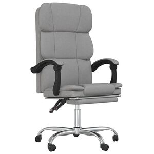 vidaXL Reclining Office Chair Light Grey Fabric