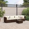 vidaXL 5 Piece Garden Lounge Set with Cushions Brown Poly Rattan
