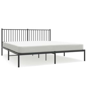 vidaXL Metal Bed Frame without Mattress with Headboard Black 183x213cm