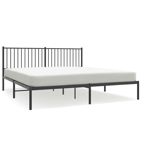 vidaXL Metal Bed Frame without Mattress with Headboard Black 183x213cm