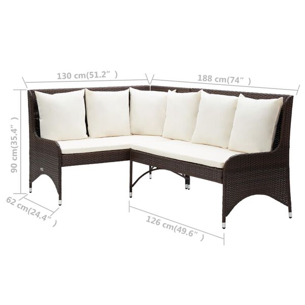 vidaXL Garden Corner Sofas 2 pcs Poly Rattan Brown
