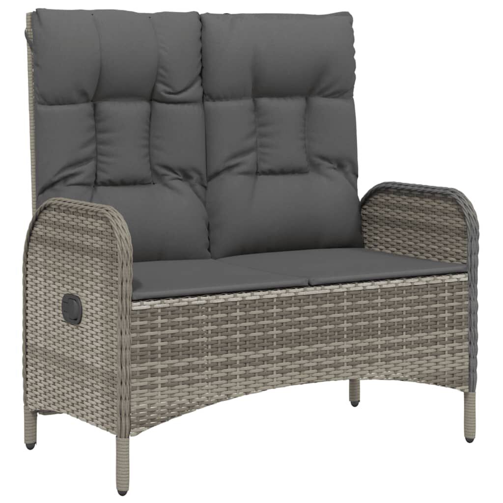 vidaXL 4 Piece Garden Dining Set with Cushions Grey Poly Rattan