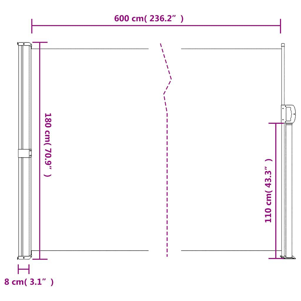 vidaXL Retractable Side Awning Taupe 180x600 cm