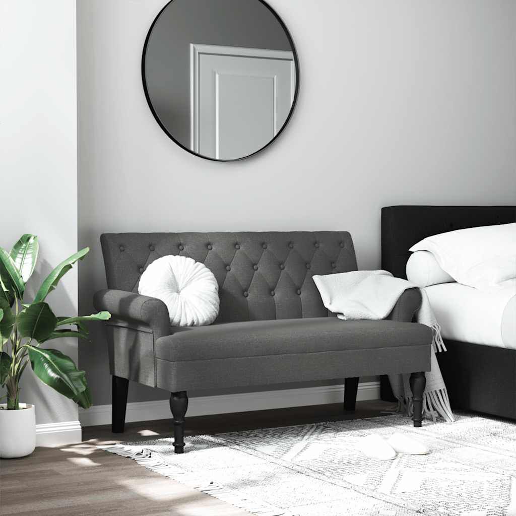 vidaXL Bench with Backrest Dark Grey 120x62x75.5 cm Fabric