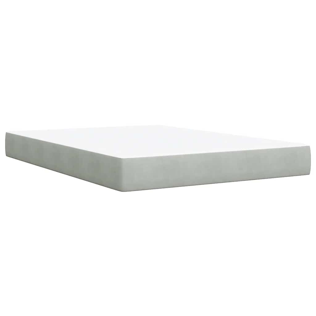 vidaXL Box Spring Bed with Mattress Light Grey Queen Velvet