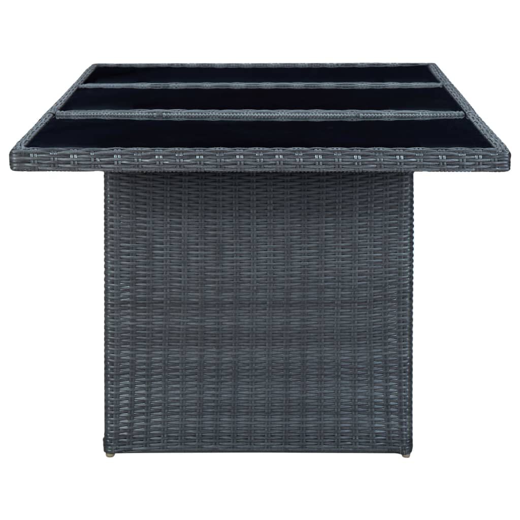 vidaXL 7 Piece Outdoor Dining Set with Cushions Poly Rattan Light Grey