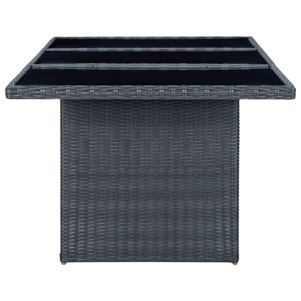 vidaXL 7 Piece Outdoor Dining Set with Cushions Poly Rattan Light Grey