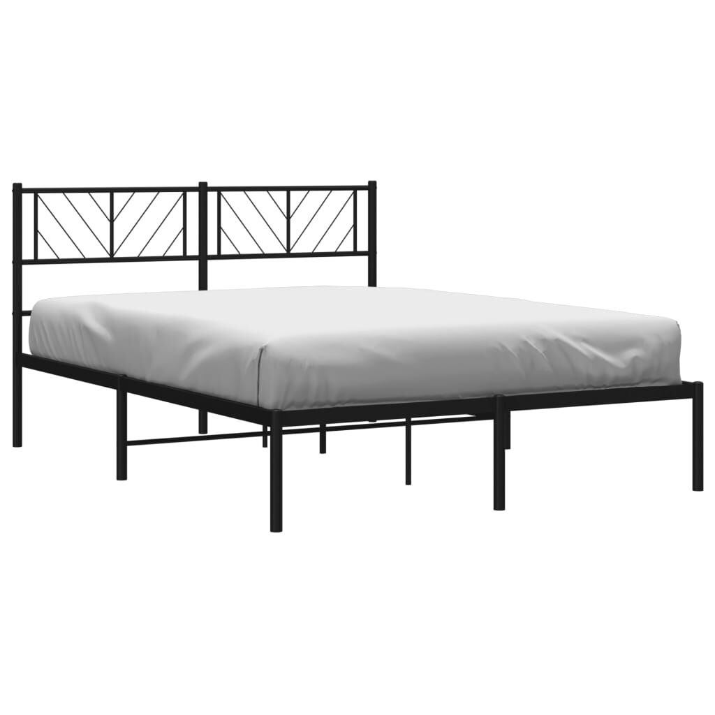 vidaXL Metal Bed Frame without Mattress with Headboard Black 150x200cm