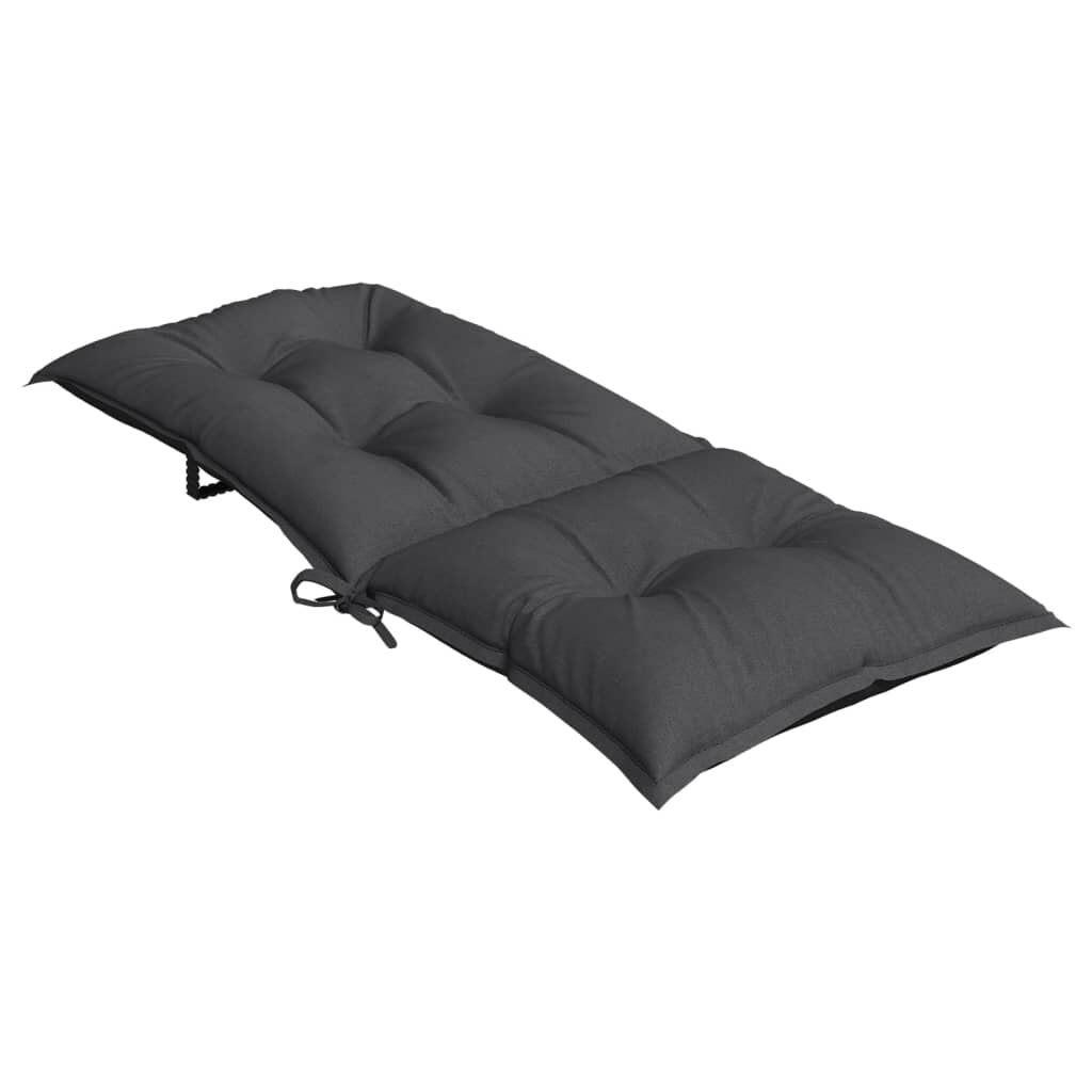 vidaXL Highback Chair Cushions 2 pcs Melange Anthracite 120x50x7 cm Fabric