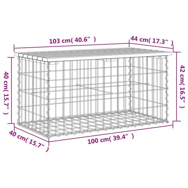 vidaXL Garden Bench Gabion Design 103x44x42 cm Solid Wood Pine